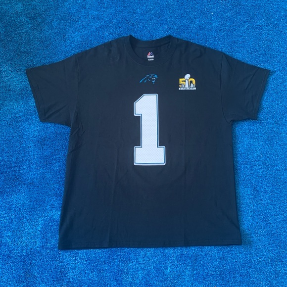 Majestic Cam Newton Super Bowl 50 T-Shirt - Picture 1 of 3